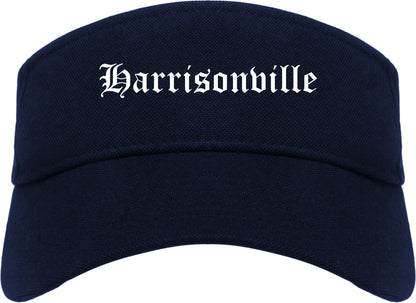 Harrisonville Missouri MO Old English Mens Visor Cap Hat Navy Blue