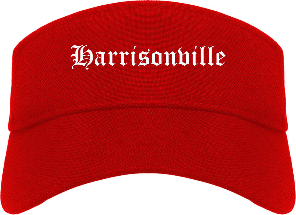 Harrisonville Missouri MO Old English Mens Visor Cap Hat Red