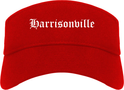Harrisonville Missouri MO Old English Mens Visor Cap Hat Red