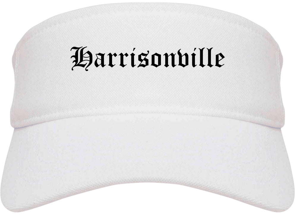 Harrisonville Missouri MO Old English Mens Visor Cap Hat White