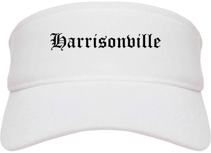Harrisonville Missouri MO Old English Mens Visor Cap Hat White