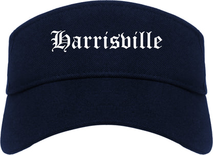 Harrisville Utah UT Old English Mens Visor Cap Hat Navy Blue