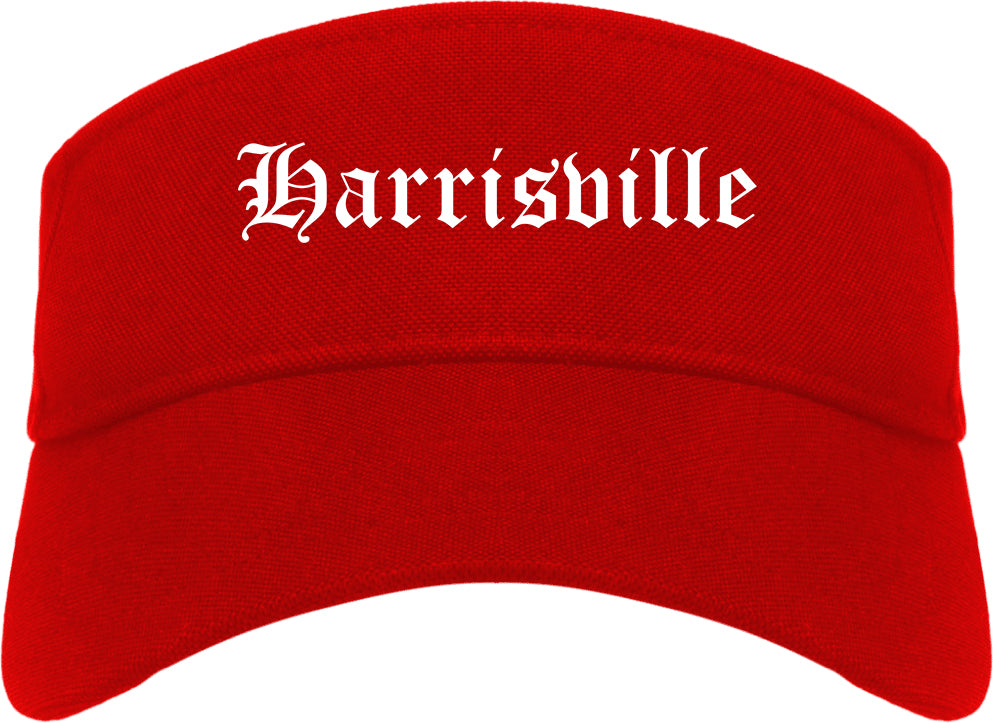 Harrisville Utah UT Old English Mens Visor Cap Hat Red