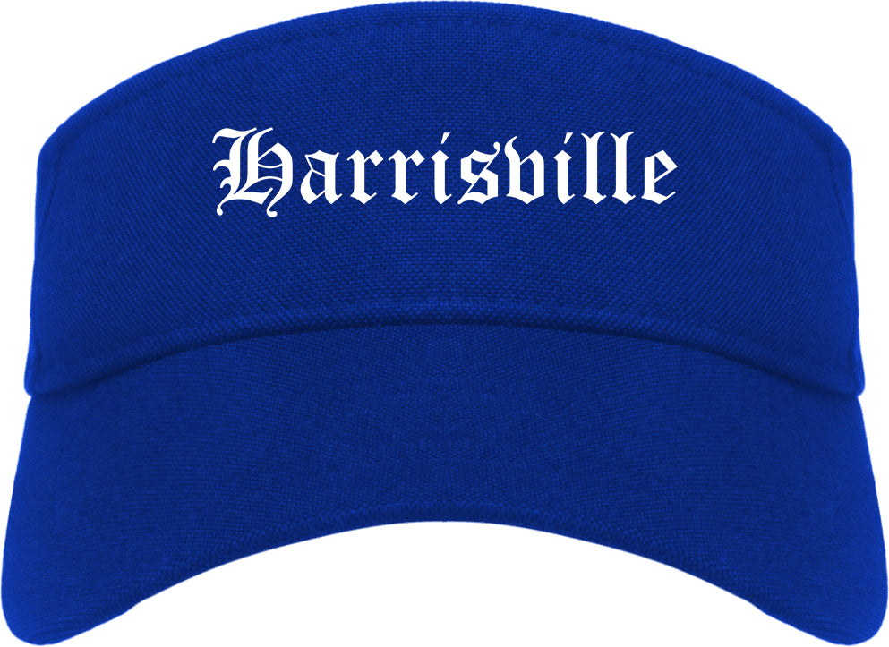 Harrisville Utah UT Old English Mens Visor Cap Hat Royal Blue
