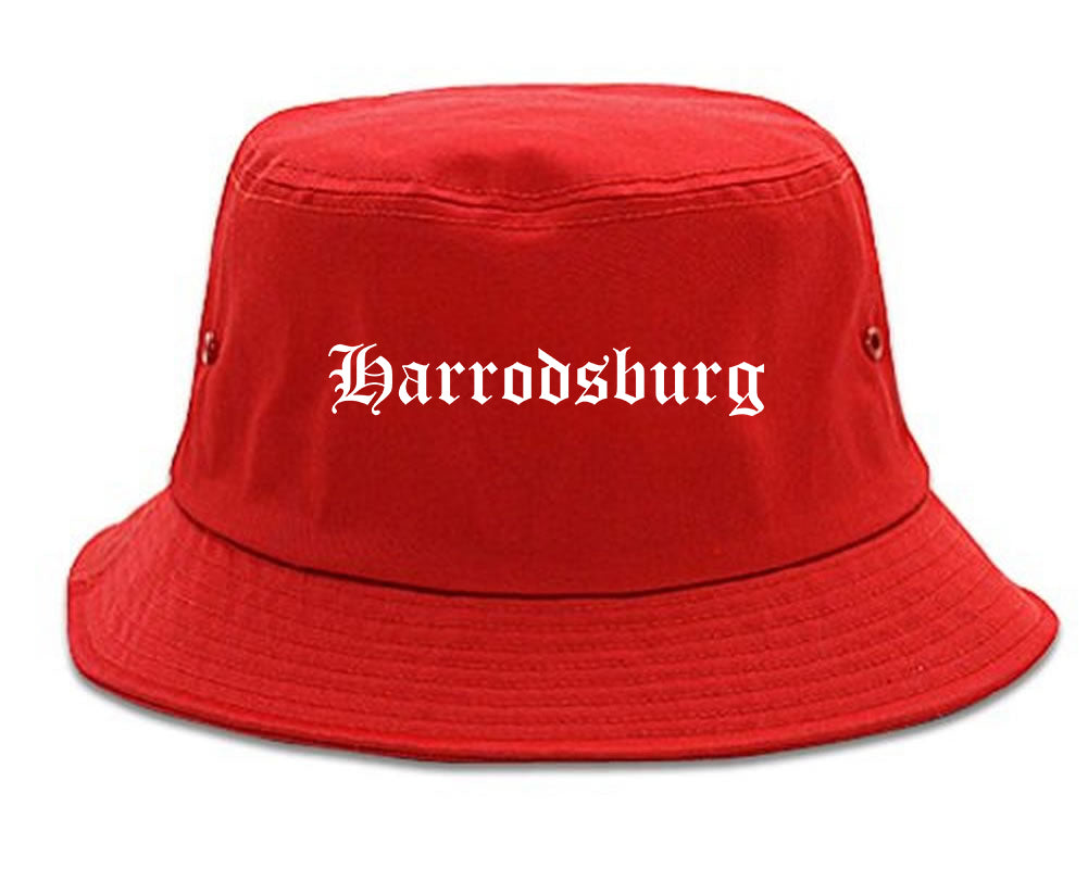 Harrodsburg Kentucky KY Old English Mens Bucket Hat Red
