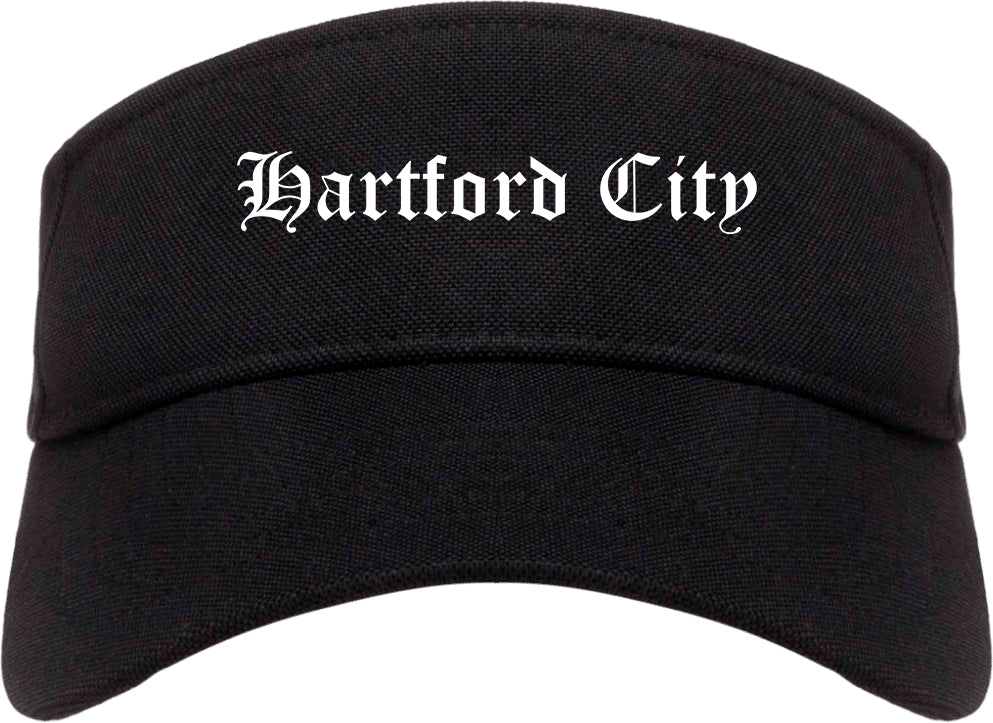 Hartford City Indiana IN Old English Mens Visor Cap Hat Black