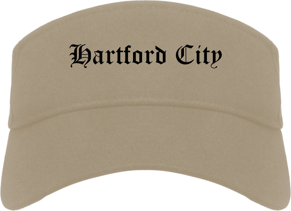 Hartford City Indiana IN Old English Mens Visor Cap Hat Khaki