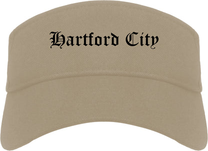 Hartford City Indiana IN Old English Mens Visor Cap Hat Khaki