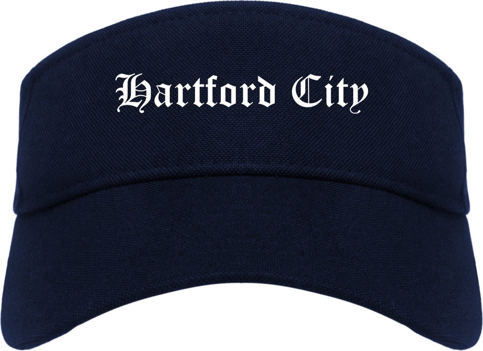 Hartford City Indiana IN Old English Mens Visor Cap Hat Navy Blue