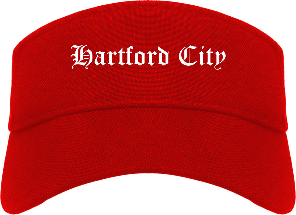 Hartford City Indiana IN Old English Mens Visor Cap Hat Red