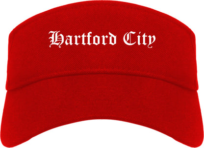 Hartford City Indiana IN Old English Mens Visor Cap Hat Red