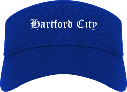 Hartford City Indiana IN Old English Mens Visor Cap Hat Royal Blue
