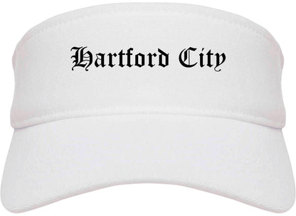 Hartford City Indiana IN Old English Mens Visor Cap Hat White