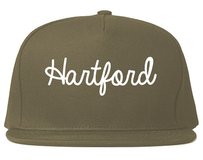 Hartford Connecticut CT Script Mens Snapback Hat Grey