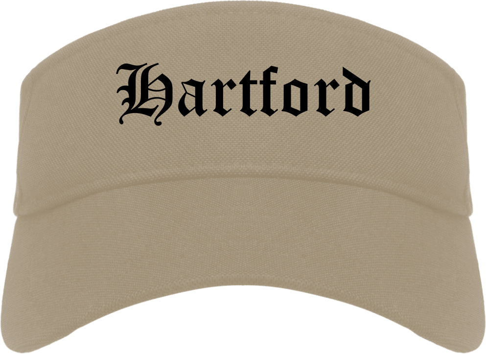 Hartford Connecticut CT Old English Mens Visor Cap Hat Khaki