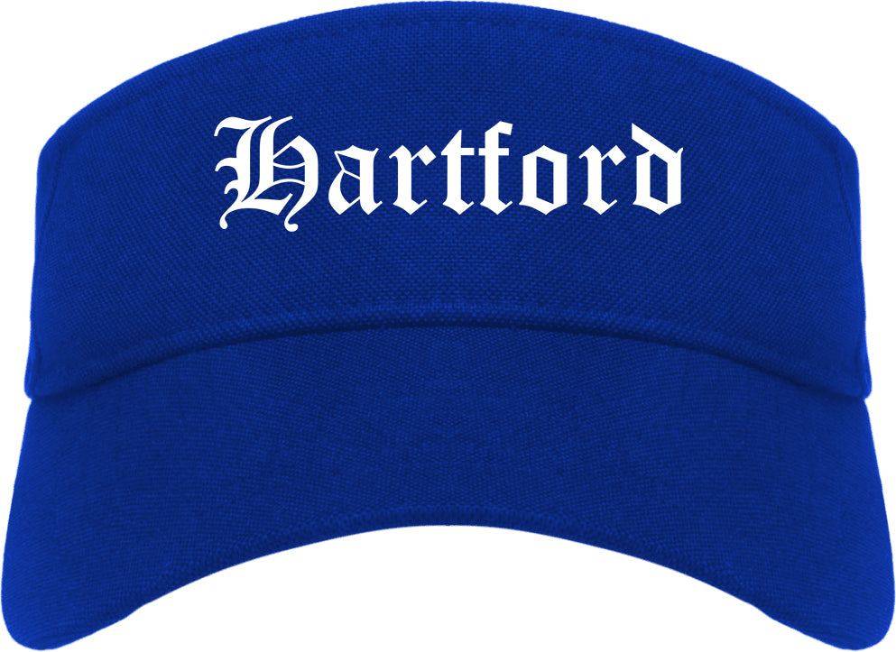 Hartford Connecticut CT Old English Mens Visor Cap Hat Royal Blue