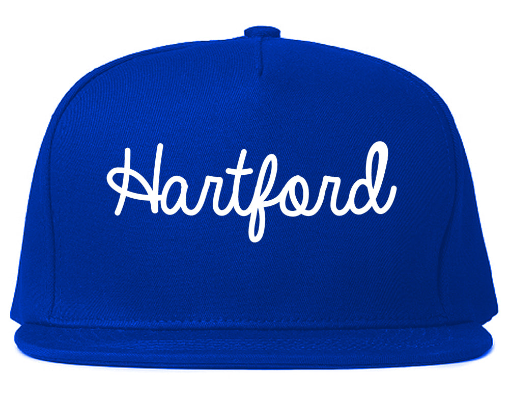 Hartford Wisconsin WI Script Mens Snapback Hat Royal Blue