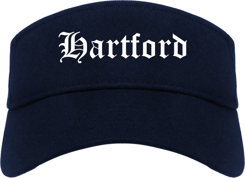 Hartford Wisconsin WI Old English Mens Visor Cap Hat Navy Blue