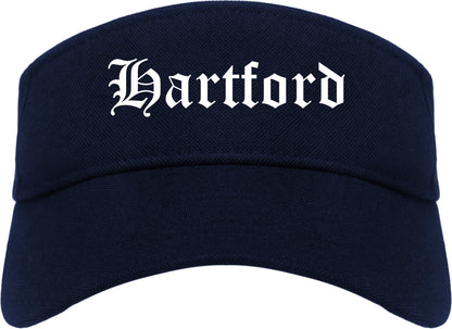 Hartford Wisconsin WI Old English Mens Visor Cap Hat Navy Blue