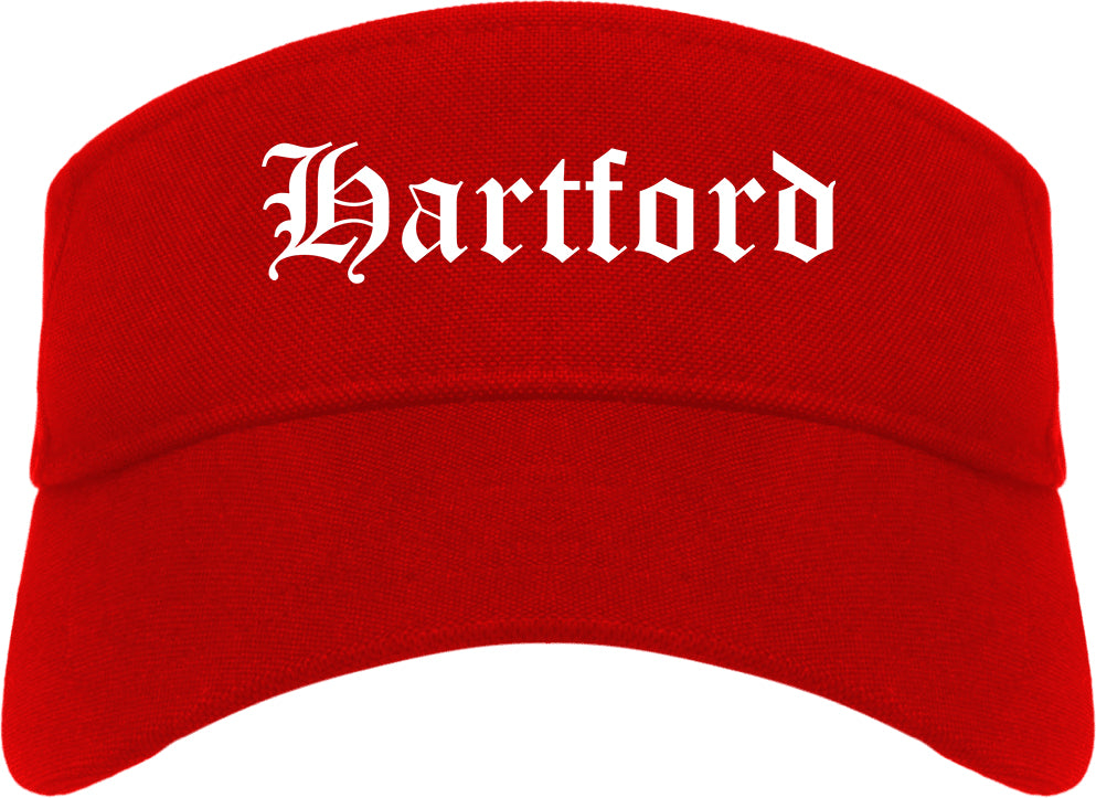 Hartford Wisconsin WI Old English Mens Visor Cap Hat Red