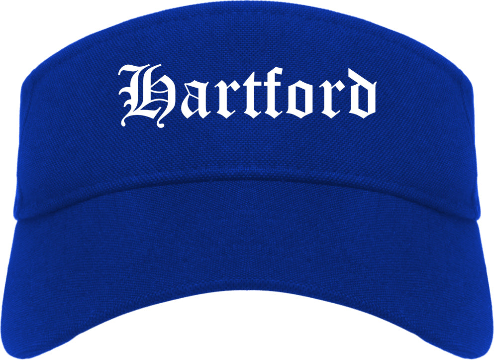 Hartford Wisconsin WI Old English Mens Visor Cap Hat Royal Blue