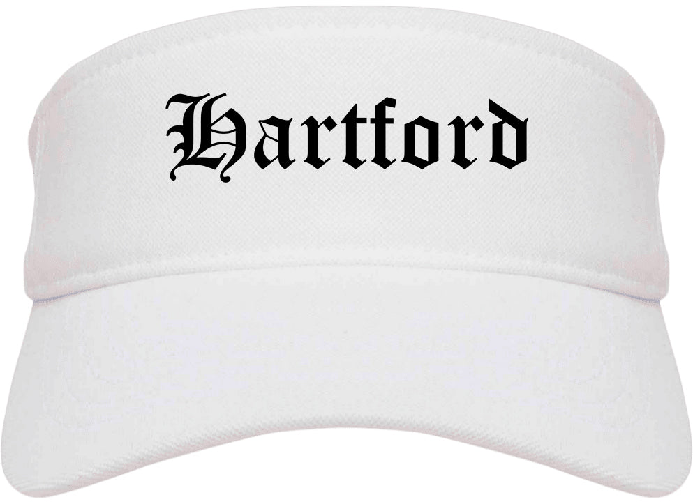 Hartford Wisconsin WI Old English Mens Visor Cap Hat White