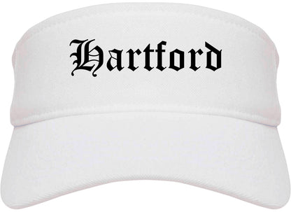 Hartford Wisconsin WI Old English Mens Visor Cap Hat White