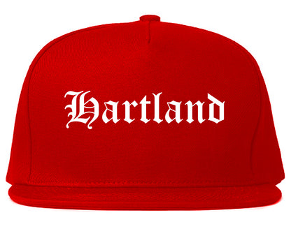 Hartland Wisconsin WI Old English Mens Snapback Hat Red