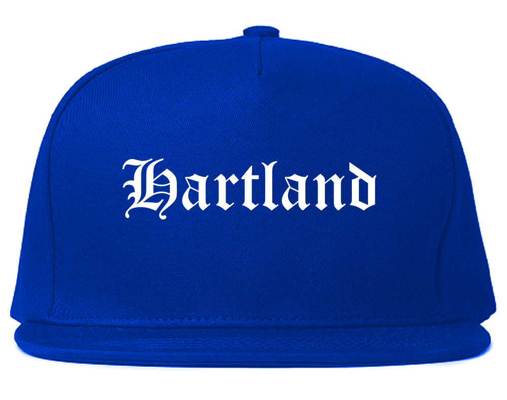 Hartland Wisconsin WI Old English Mens Snapback Hat Royal Blue