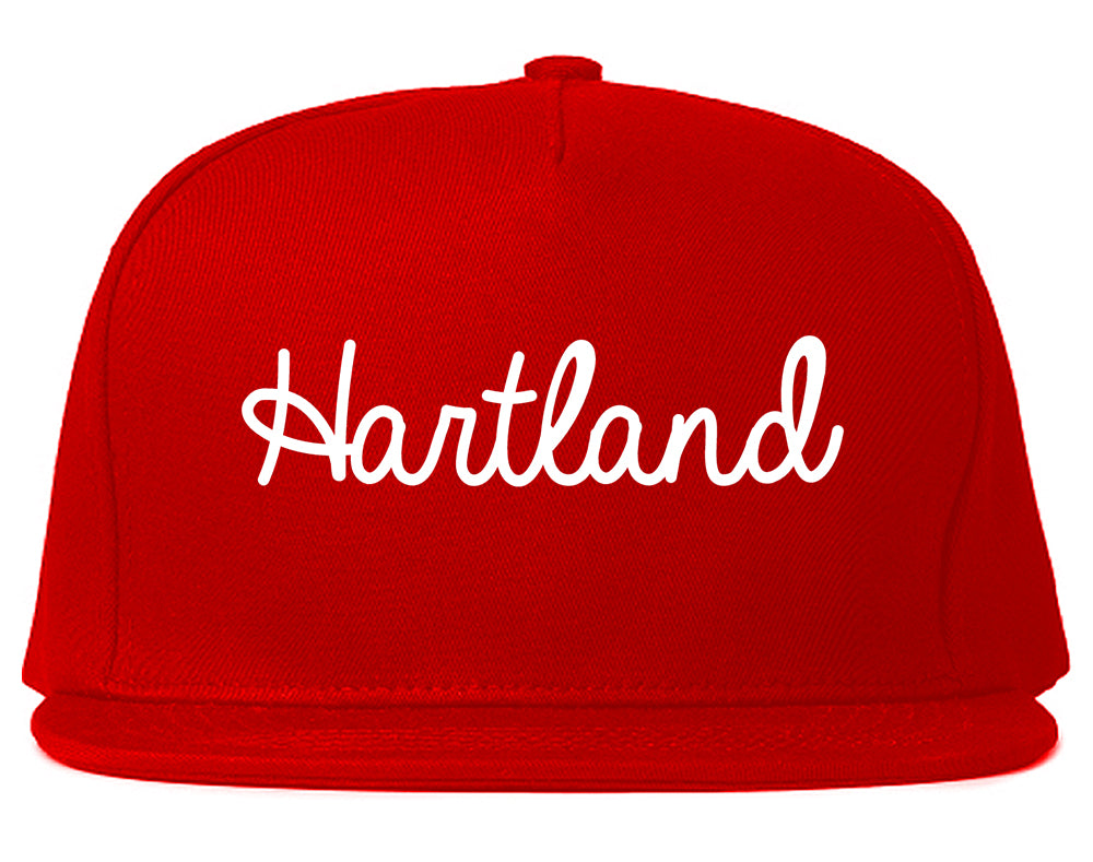 Hartland Wisconsin WI Script Mens Snapback Hat Red