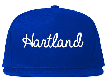Hartland Wisconsin WI Script Mens Snapback Hat Royal Blue