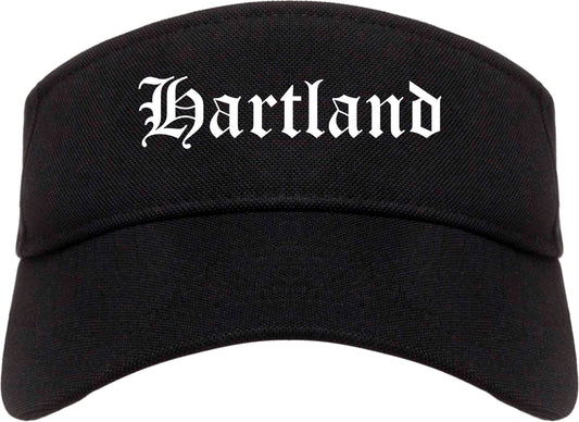 Hartland Wisconsin WI Old English Mens Visor Cap Hat Black