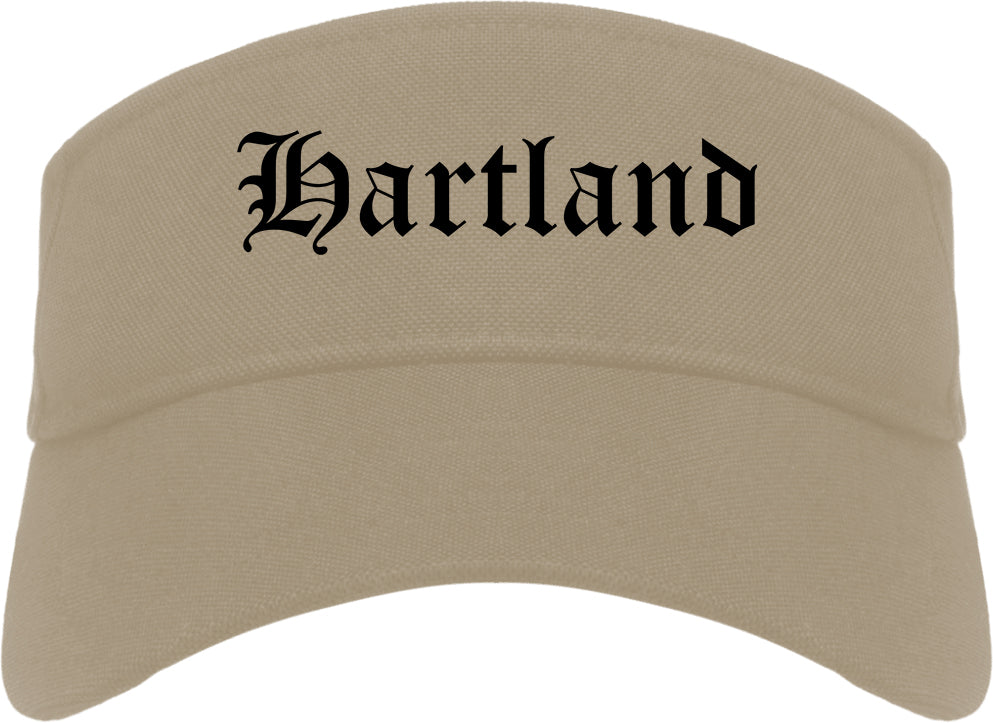 Hartland Wisconsin WI Old English Mens Visor Cap Hat Khaki