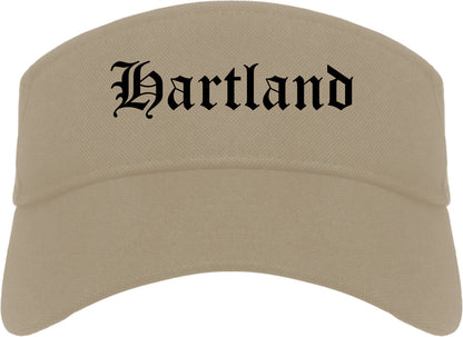 Hartland Wisconsin WI Old English Mens Visor Cap Hat Khaki