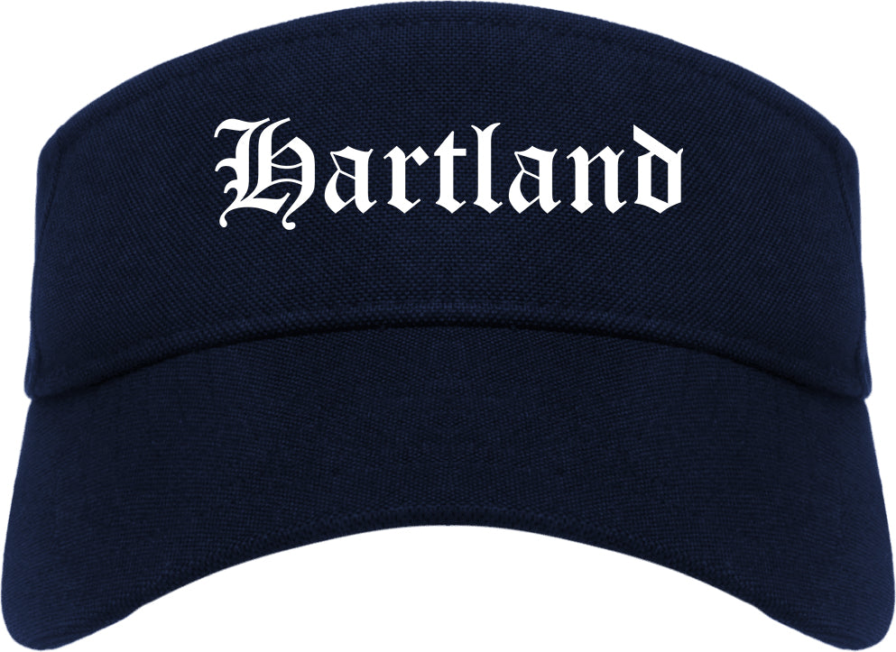 Hartland Wisconsin WI Old English Mens Visor Cap Hat Navy Blue