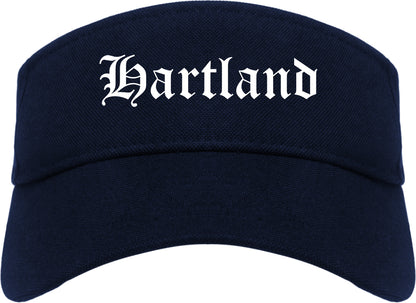 Hartland Wisconsin WI Old English Mens Visor Cap Hat Navy Blue