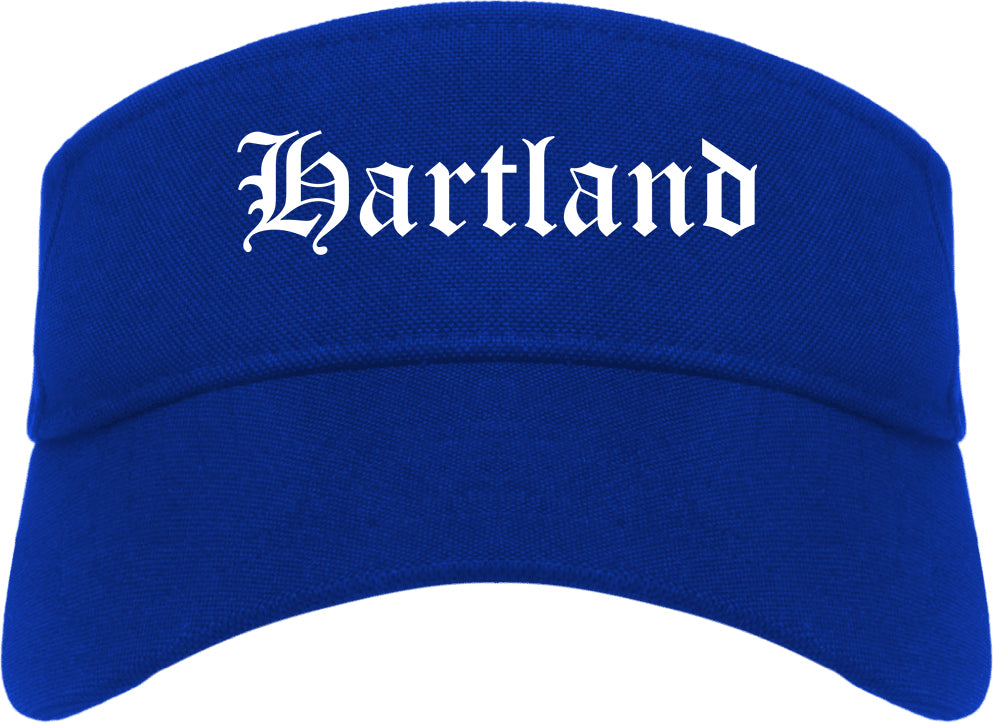 Hartland Wisconsin WI Old English Mens Visor Cap Hat Royal Blue