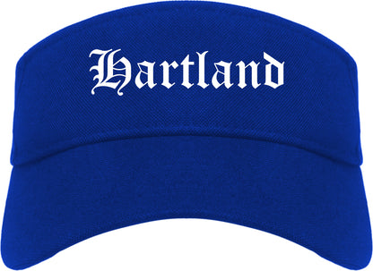 Hartland Wisconsin WI Old English Mens Visor Cap Hat Royal Blue