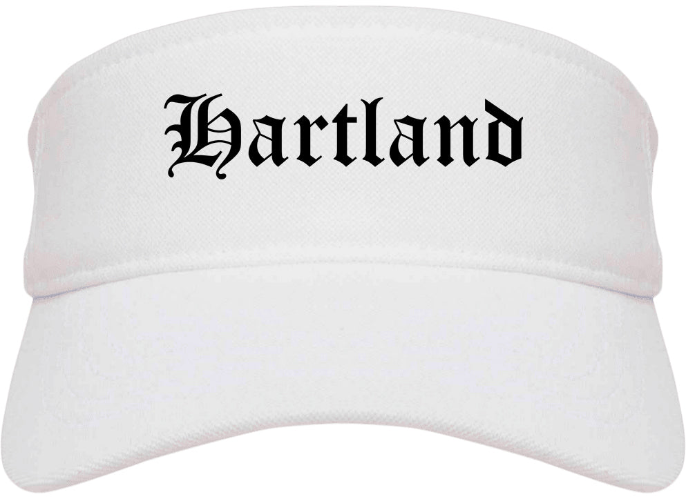 Hartland Wisconsin WI Old English Mens Visor Cap Hat White