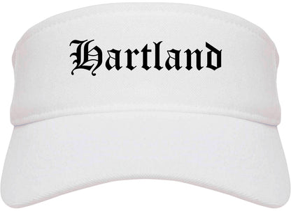 Hartland Wisconsin WI Old English Mens Visor Cap Hat White