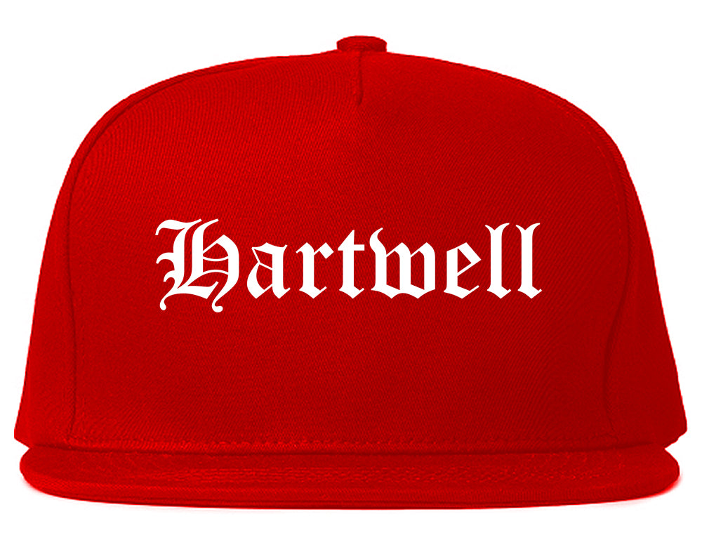 Hartwell Georgia GA Old English Mens Snapback Hat Red