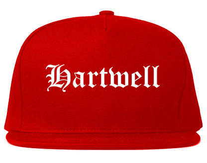 Hartwell Georgia GA Old English Mens Snapback Hat Red