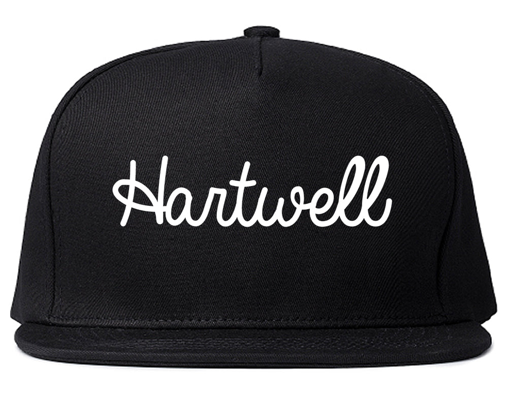 Hartwell Georgia GA Script Mens Snapback Hat Black