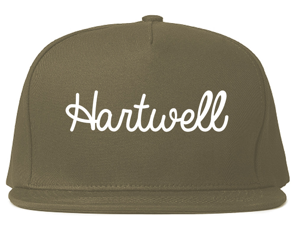 Hartwell Georgia GA Script Mens Snapback Hat Grey