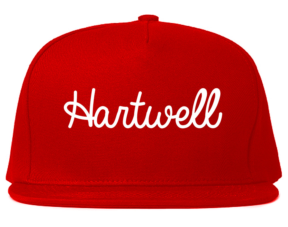 Hartwell Georgia GA Script Mens Snapback Hat Red