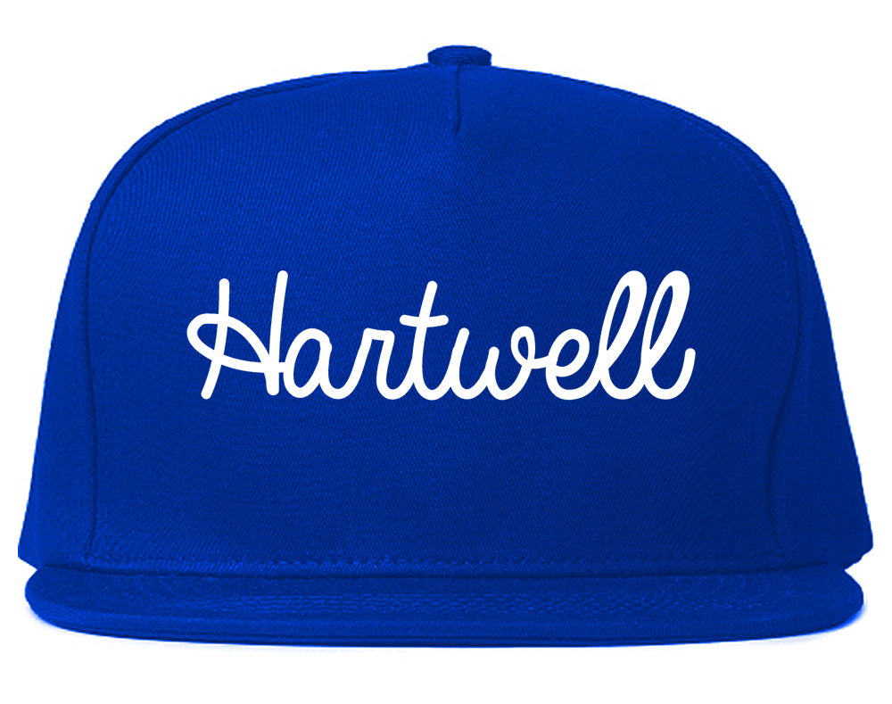 Hartwell Georgia GA Script Mens Snapback Hat Royal Blue