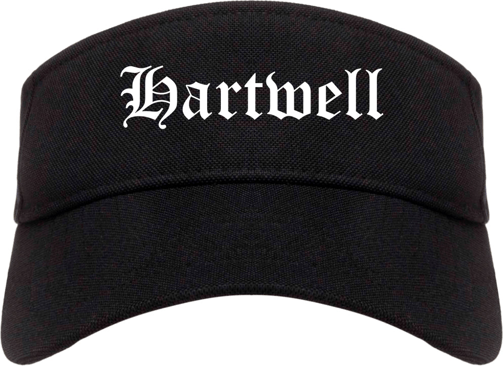 Hartwell Georgia GA Old English Mens Visor Cap Hat Black