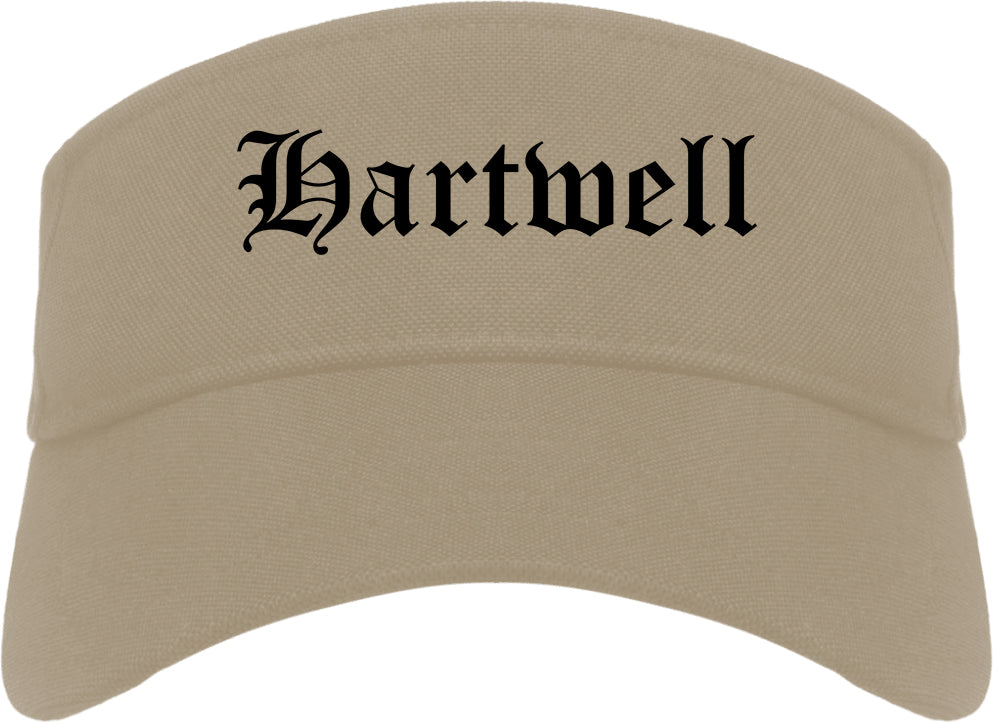 Hartwell Georgia GA Old English Mens Visor Cap Hat Khaki