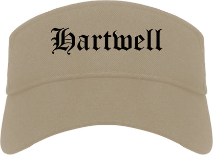 Hartwell Georgia GA Old English Mens Visor Cap Hat Khaki