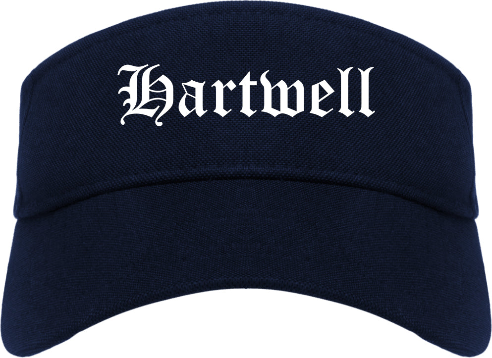 Hartwell Georgia GA Old English Mens Visor Cap Hat Navy Blue